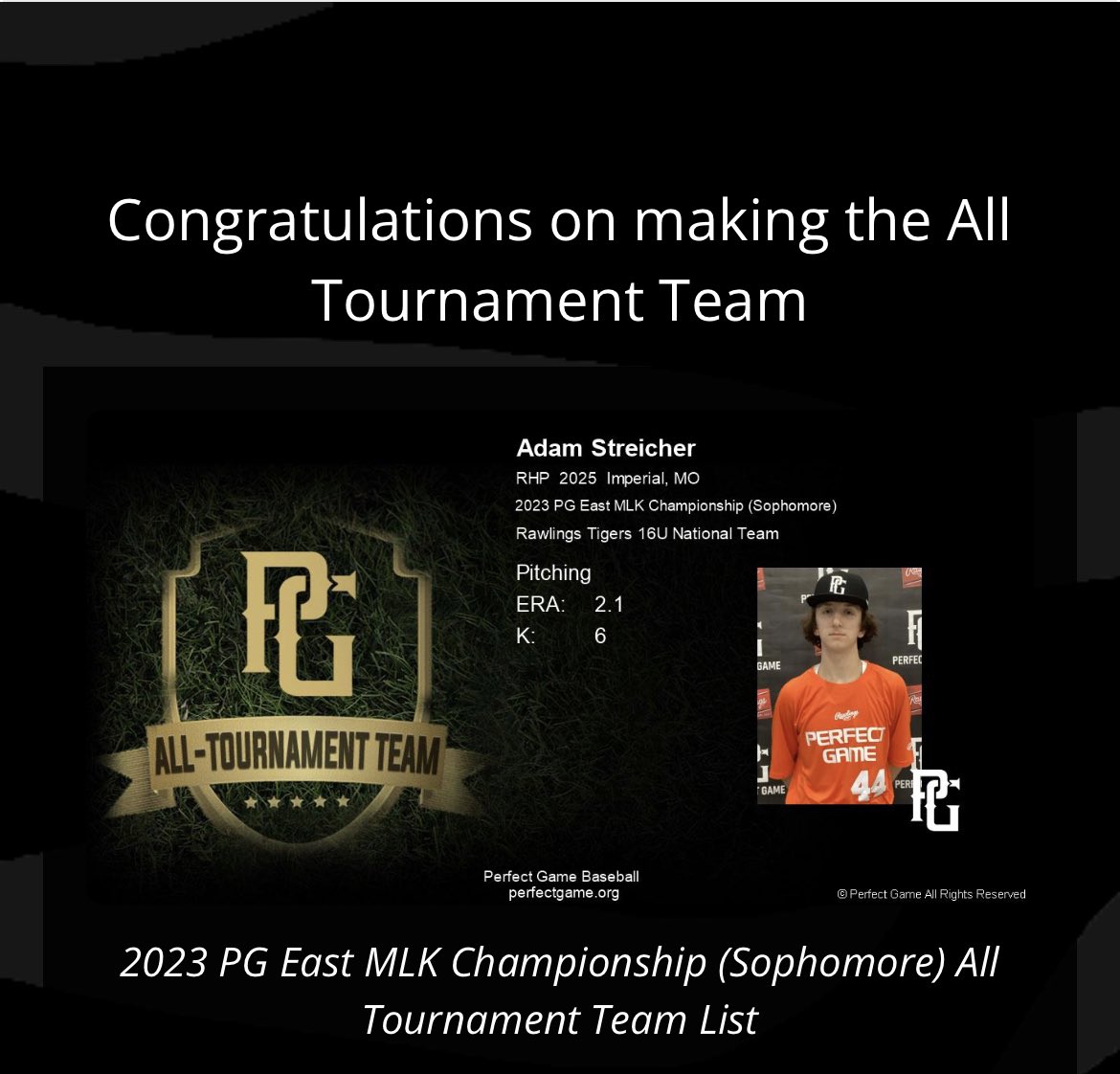 shotbyadam_'s tweet photo. Thank you @PerfectGameUSA for the nomination for all tournament team pitching. @WindsorIOwls @Rawlings_Tigers @RyanRohmiller @ACEBASEBALLDEV https://t.co/gyquJJpg11