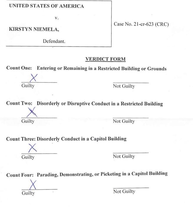 MacFarlaneNews's tweet image. Didn’t take long 

Jury deliberations today in the Jan 6 case of Kirstyn Niemela of New Hampshire today 

Before the day ended .. jury returned these notes and forms ===&amp;gt;