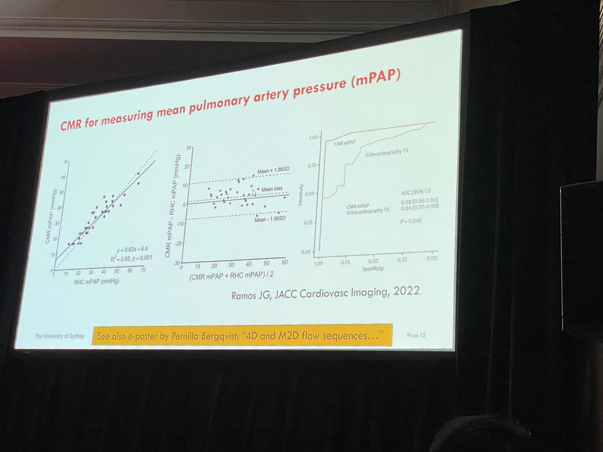 ArunMIyer's tweet photo. #scmr23 Let’s talk about diastolic dysfunction and invasive pressures. @mugander speaks about how #whycmr can be used to estimate mean pa pressure and pcwp non-invasively. https://t.co/mHSN7EwzpA