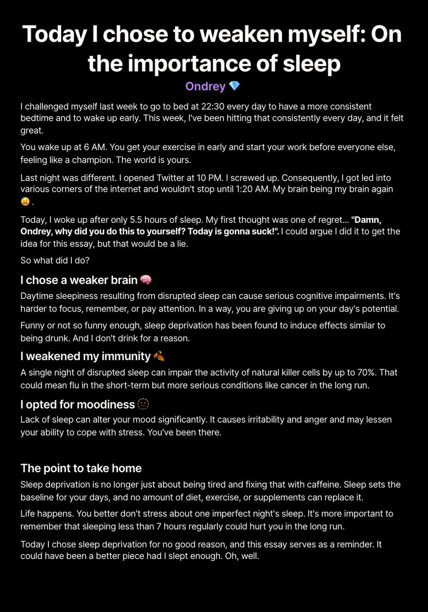 Today I chose to weaken myself: On the importance of sleep

#ship30for30