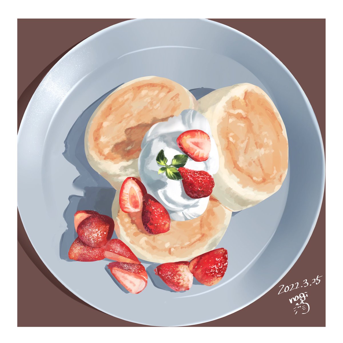「おはようございます今日の一枚▼▽▼だいぶ前のパンケーキ模写美味しそうなものを描く」|なぎさ@ご依頼受付中(4月以降納期)のイラスト
