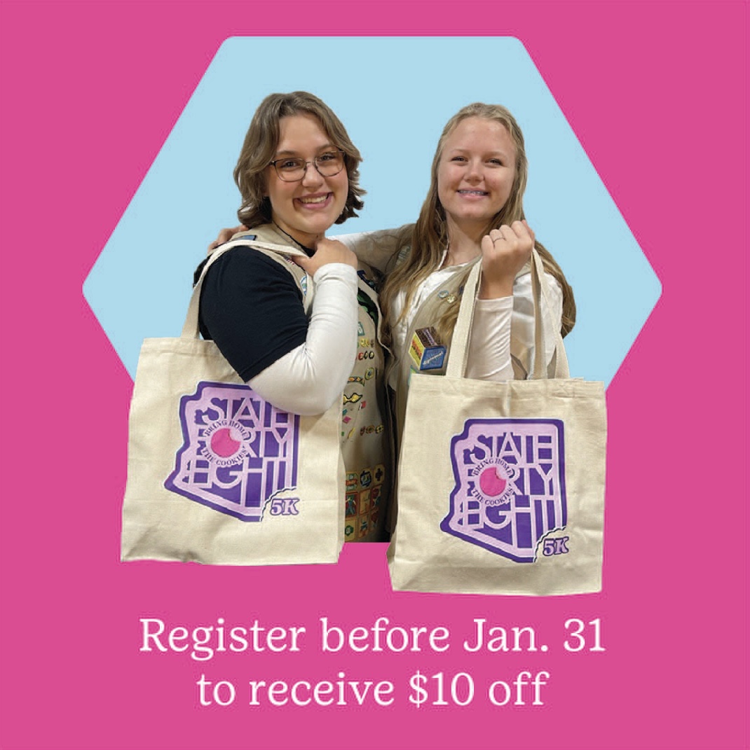 GSACPC's tweet photo. February is only a few days away and do you know what that means? Bring Home the Cookies 5K! 🍪

Use code: 5KRUNNER to receive $10 off your registration fee. Sign up today at https://t.co/8YoOMWVMf0

#girlscouts #girlscoutsaz #gsacpc #BHC5K https://t.co/KPaj6qoIHC
