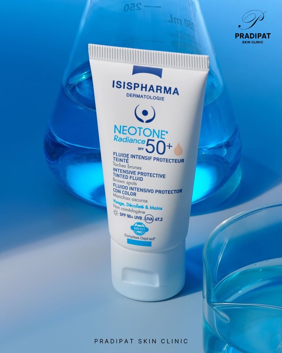 pradipatskin's tweet photo. #IsisPharma #NEOTONE Radiance SPF50+ 🌞 กันแดดสำหรับคนเป็นฝ้า ผสานไวท์เทนนิ่งปรับผิวให้กระจ่างใส ช่วยปกป้องผิวจากแสงแดดพร้อมป้องกันการเกิดฝ้า รอยดำ 🌊 ด้วย Triple Protection ป้องกัน UVA/UVB, แสงสีฟ้า (Blue light) และมลภาวะ (Anti-pollution) มีอัตราการปกป้องUVB/UBA สูงมากถึง 67.2 https://t.co/MAiWWv3eer