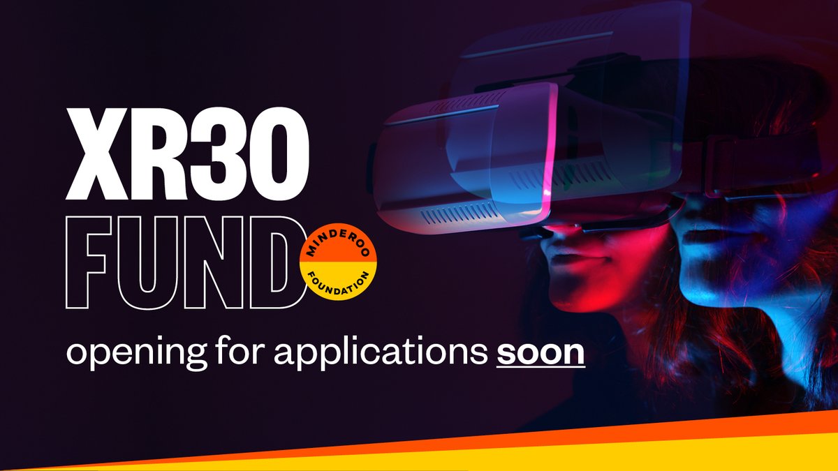 minderoo's tweet photo. Do you want to shape the future of extended reality?
Our #XR30 fund is open for applications in one week!
We will support cutting-edge work that explores critical public policy, social justice & humanitarian issues raised by #XR 👉 https://t.co/gXO3PYQOA6 #AR #VR #Metaverse https://t.co/XU3msJjrBA