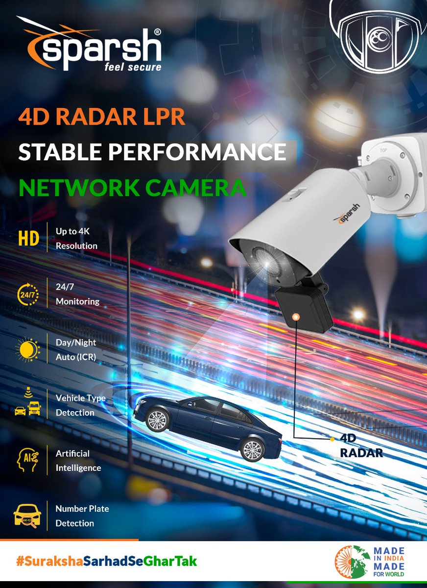 CctvSparsh's tweet photo. 4D Radar LPR imaging radar-based traffic violation detection system with Up to 4k HD technology designed for the measurement of spot &amp; average speed on roads and highways 24 x 7 Monitoring. 
#SurakshaSarhadSeGharTak.
#SparshCCTV #indiakaapnacctv #atamnirbharbharat #makeinindia https://t.co/0iLBwhSrMP