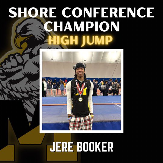 #MRHSTF showed some guts at the Shore Conference Championships! A plethora of PR’s, Frosh Sarah Thomassen taking 6th in the 1600 with a MRHS #2 All Time 5:16, &amp; Senior Jere Booker is the Shore Conference Champ in the HJ!