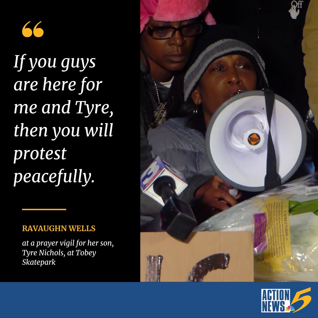 Ravaughn Wells, Tyre Nichols' mother, sent a message to the City of Memphis while in attendance of a prayer vigil for her son Thursday night: bit.ly/3j7hL2X