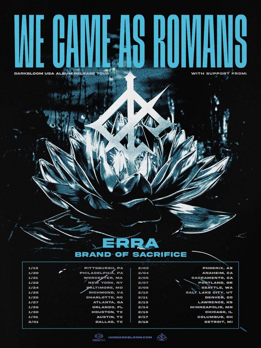 one20decibels's tweet photo. • Darkbloom Tour •

@wecameasromans @Erra_Band @BrandOSacrifice 
@CosaNostraPR @palladiumshows 

https://t.co/C6lRqhdFD8 https://t.co/BnTGkqOgKL