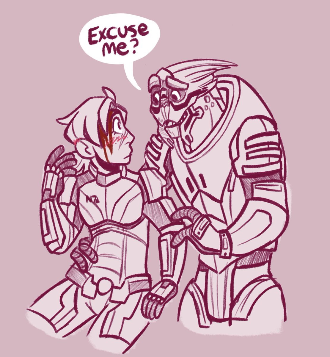 JibberJibbsArt's tweet photo. CW// Suggestive Language 
.
Shepard is a TERRIBLE flirt #MassEffect #ME2 #shakarian https://t.co/F6SbBLM9on