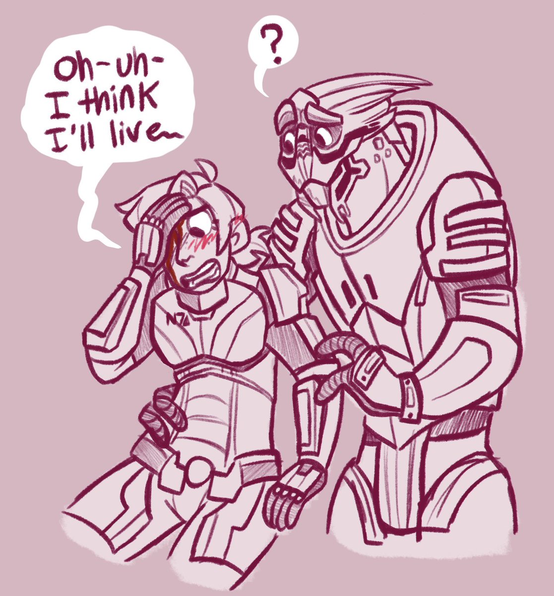 JibberJibbsArt's tweet photo. CW// Suggestive Language 
.
Shepard is a TERRIBLE flirt #MassEffect #ME2 #shakarian https://t.co/F6SbBLM9on
