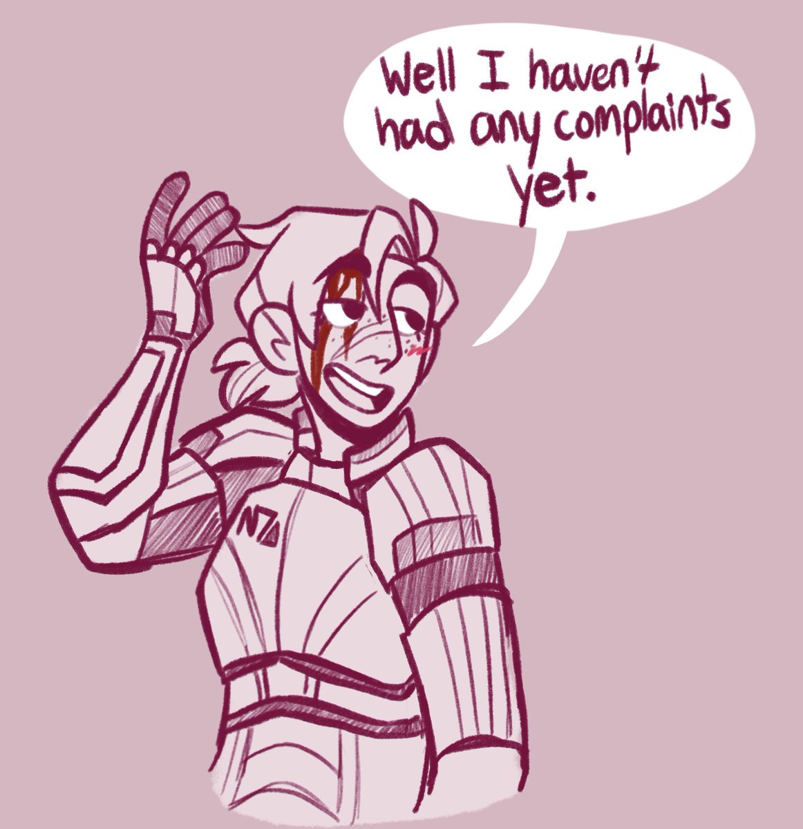 JibberJibbsArt's tweet photo. CW// Suggestive Language 
.
Shepard is a TERRIBLE flirt #MassEffect #ME2 #shakarian https://t.co/F6SbBLM9on