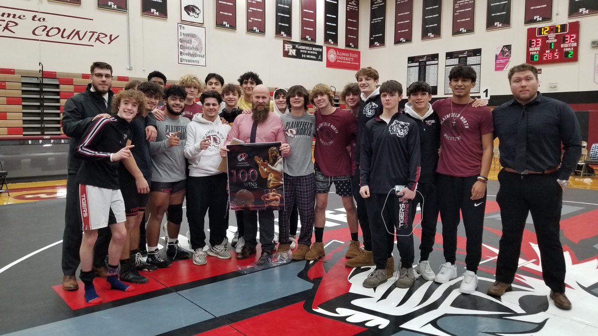 Plainfieldrises's tweet photo. Congrats to Coach Bodi! Head Coach of the PNHS Wrestling Team! Today he won his 100th win as Coach at PNHS! PNHS won against Joliet West HS! Way to go coach! @CoachBodi @PNorthWrestling #wrestling #coach #coachbodi #pnhs #plainfieldnorth #plaiinfieldnorthhighschool #wrestling https://t.co/wzjXupxai4