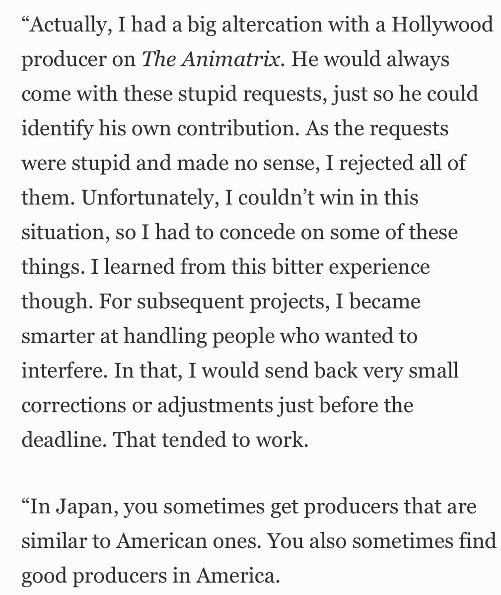 OliverJia1014's tweet photo. Love how Shinichiro Watanabe bluntly says the live-action Cowboy Bebop series has only made his anime look better in comparison.

Also good on him for calling out Hollywood. He’s too good for those hacks. https://t.co/PPXeUWAPFy