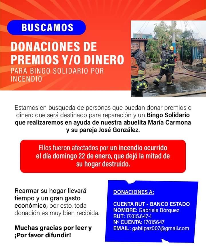 132laclave's tweet photo. BUSCAN AYUDA PARA Rifa solidaria en #Coquimbo para pareja de adultos mayores que perdieron su casa en  incendio https://t.co/zlFloz3zeb