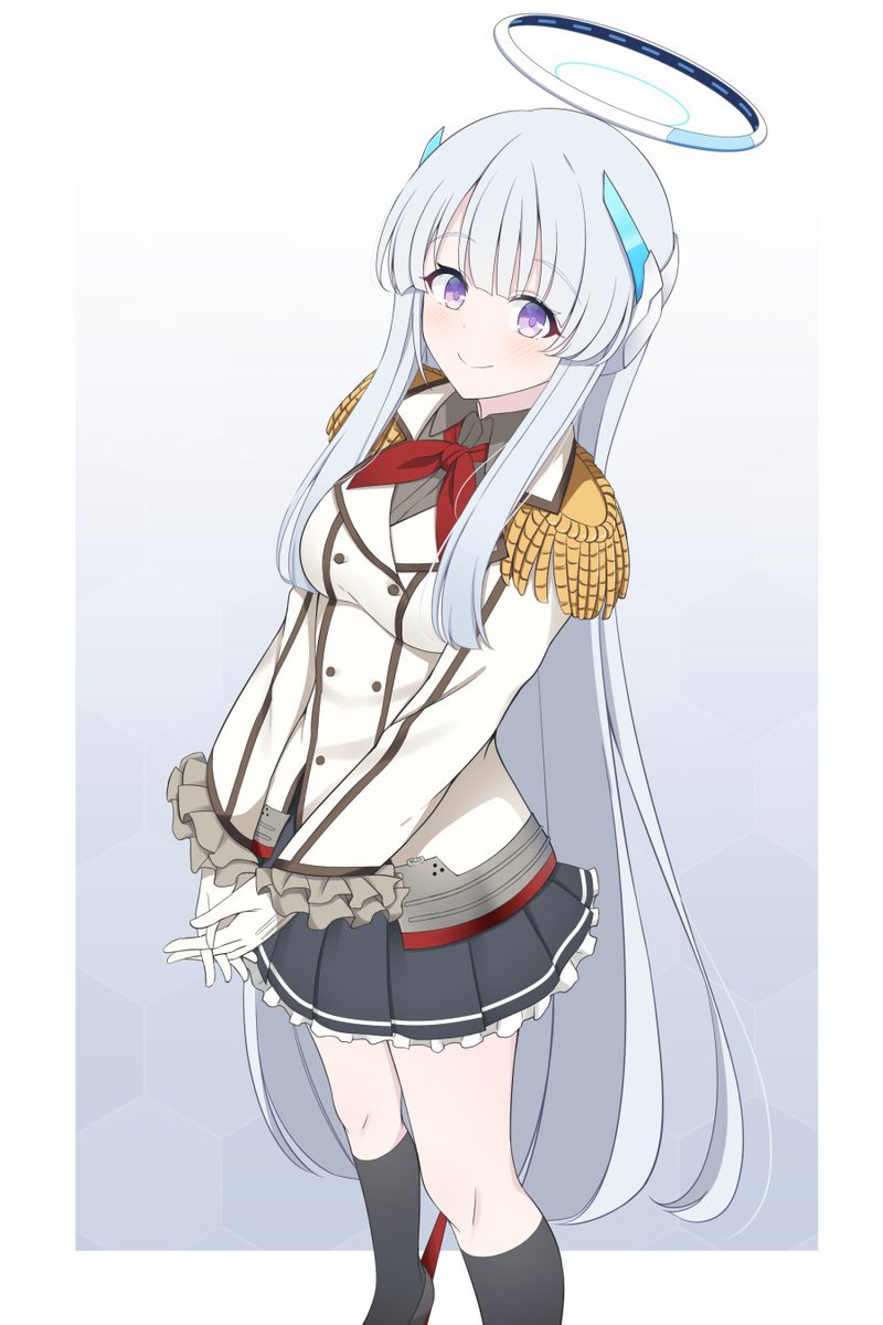 kashima (kancolle) 1girl cosplay halo epaulettes solo skirt gloves  illustration images