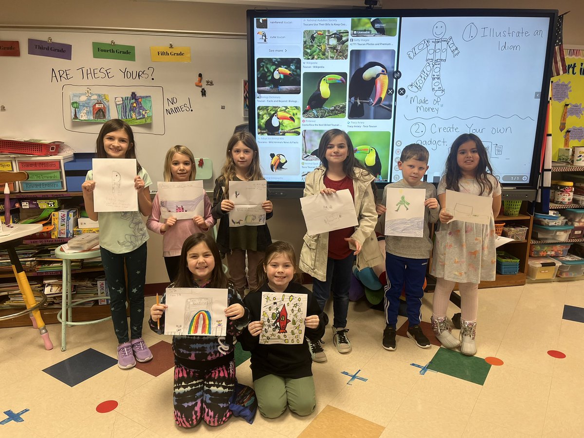 NDESARTROOM's tweet photo. Some more photos from TODAY! My students continued #CrayolaCreativityWeek @NorthDearborn with @CrayolaEdu We learned about #idioms and #gadgets while creating cool art! #SDLearningToLead 🍰#itwasapieceofcake 😂🤣 https://t.co/Q03qsCCsAE