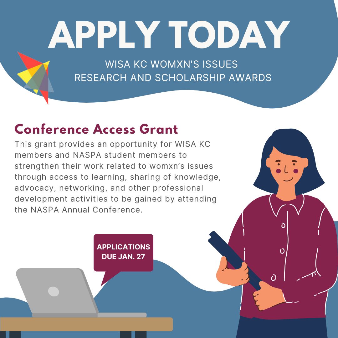 WISA_KC (@wisa_kc) on Twitter photo We want to help you attend the NASPA Annual Conference through providing registration funding. Apply for the WISA KC NASPA Conference Grant - due tomorrow, Jan. 27.
If you have questions, please email us at wisarands@gmail.com We want to help you attend the NASPA Annual Conference through providing registration funding. Apply for the WISA KC NASPA Conference Grant - due tomorrow, Jan. 27.
If you have questions, please email us at wisarands@gmail.com