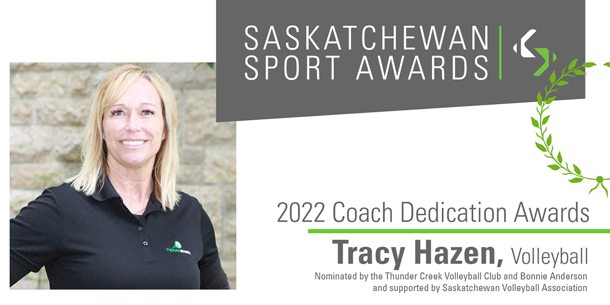 SaskSport's tweet photo. Guiding her teams to numerous medals and championships, @saskvolleyball's Tracy is an amazing recipient of the 2022 Coach Dedication Award! Thanks, Tracy 💪 ! #SKSportAwards2022 https://t.co/yziiptLJKq