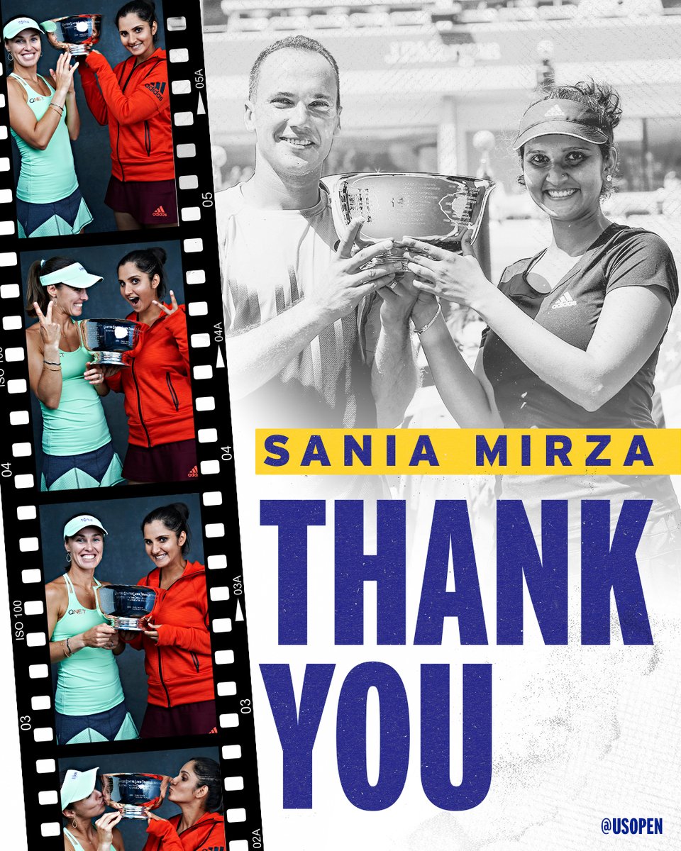 usopen's tweet photo. 🔹6 career Grand Slam titles
🔹2014 US Open mixed doubles champion
🔹2015 US Open women's doubles champion

Congratulations on a remarkable Grand Slam career, @MirzaSania! https://t.co/rusGlEHshR