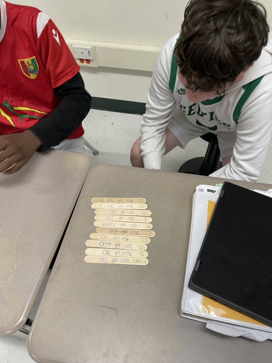 AMSHouse6D's tweet photo. Percent review in Math Workshop today! Students played "Zapped" (a new House fave) or practiced with "start/stop" sticks. 
💯% fun, purposeful learning! @AhernMiddle @FoxboroughPS #learnwithahern #theboro02035 https://t.co/YEjCXesDud