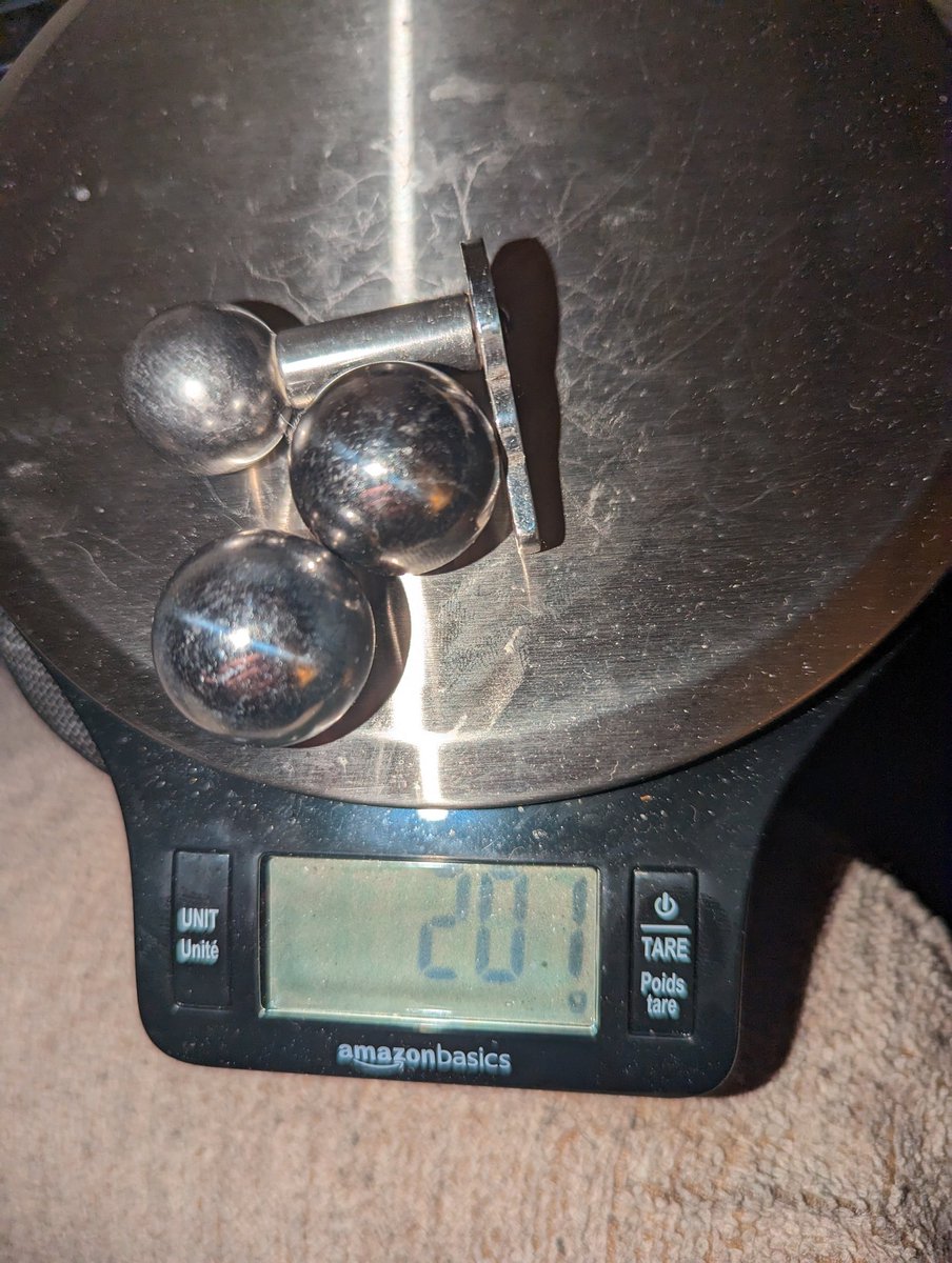 outrummer's tweet photo. The 1" real stainless steel ball did great this week. Only had an issue with it clanking when I walked due to the set screw being loose. So I have decided to now try 2, 1" stainless steel balls with the 2" lollipop cage, which weigh 201 g. Again trying this for about a week. https://t.co/WlZbN8qhx9