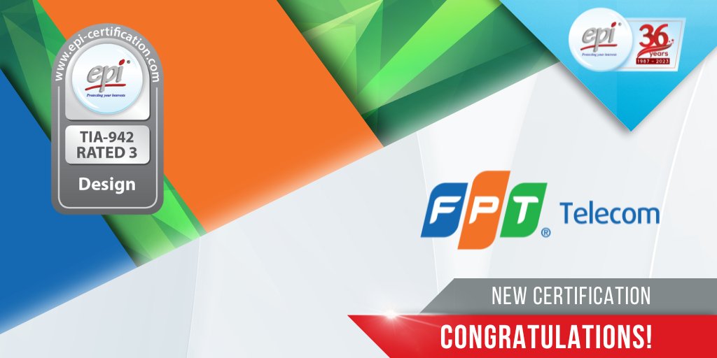 DataCenterBlogs's tweet image. Congratulations FPT Telecom Join Stock Company, Vietnam! It is our pleasure to award you the TIA-942 Rated-3 Design Certification for FORNIX HN02 DATA CENTER (Level 4 to Level 7)! View cert - epi-certification.com/sites/map/Viet…

#datacenters #FPTtelecom #TIA942 #certification #EPIgroup
