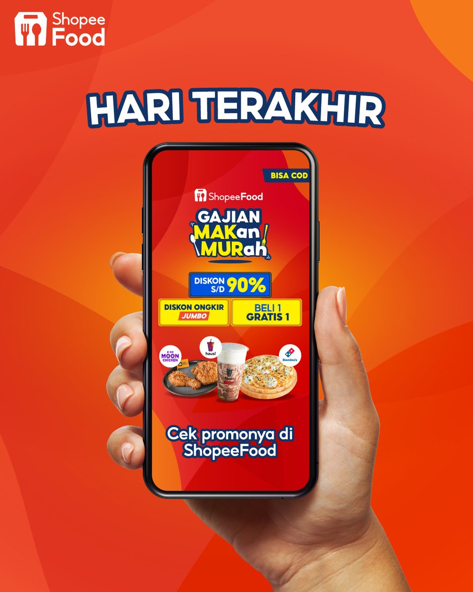 shopeefood_id's tweet photo. Hari terakhir promo GAJIAN MAKAN MURAH! π£οΈπ
Jangan sampai ketinggalan buat klaim vouchernya di JAM 11 ini Klik di sini sekarang ya: https://t.co/zk7K4OlYPG
#ShopeeFood #ShopeeFoodID #PromoShopee #PromoShopeFood https://t.co/zBoSd4XAdm