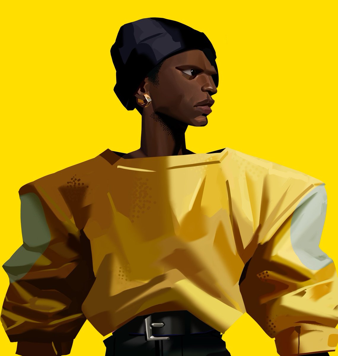 dark-skinned male dark skin solo yellow background 1boy male focus very dark skin  illustration images