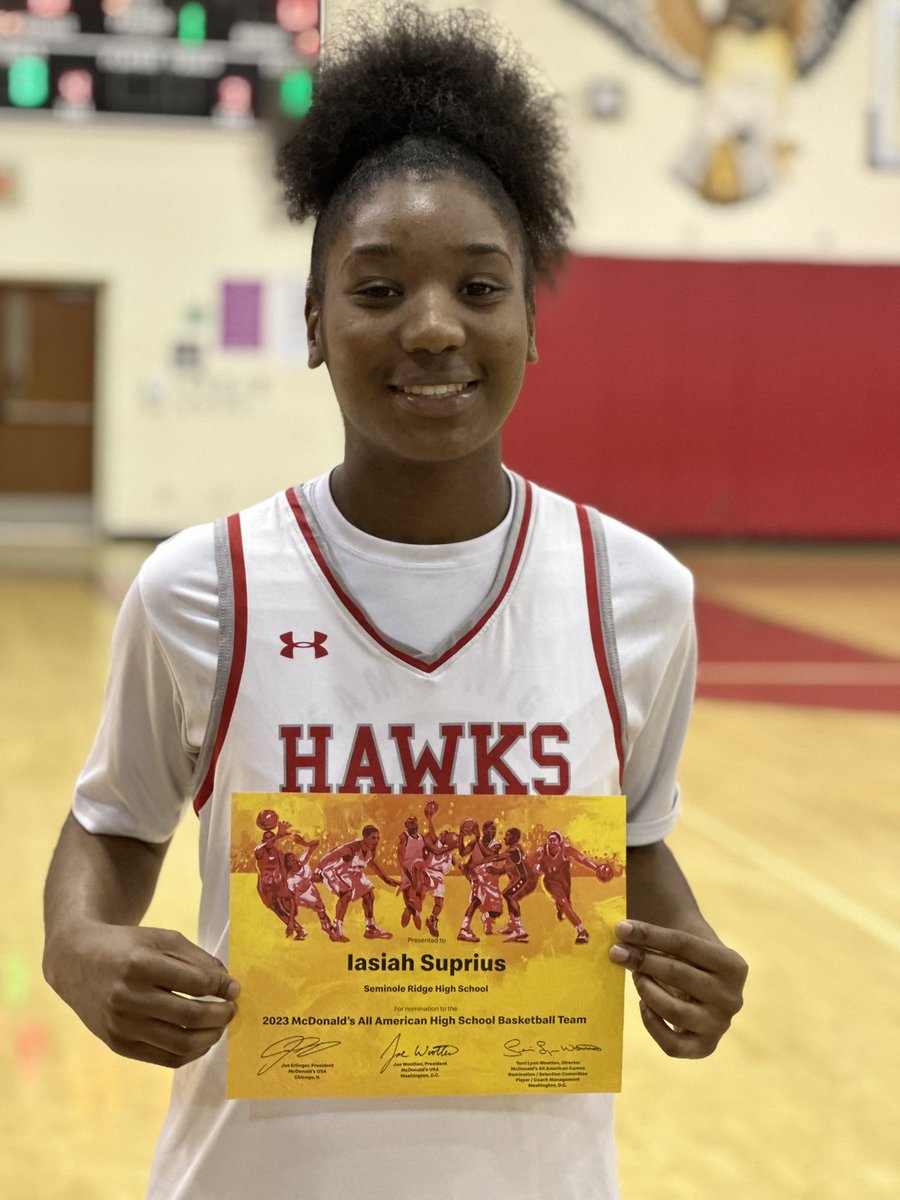 Congratulations to our Senior <a href="/ISuprius/">Asia S</a> for earning a McDonald All American Nomination. She played her final regular season high school game ever in a Ridge Uniform finishing with a victory!! Truly been a joy! Now time for post season play. <a href="/Ladyhawkbball15/">Seminole Ridge Lady Hawks BBall</a>