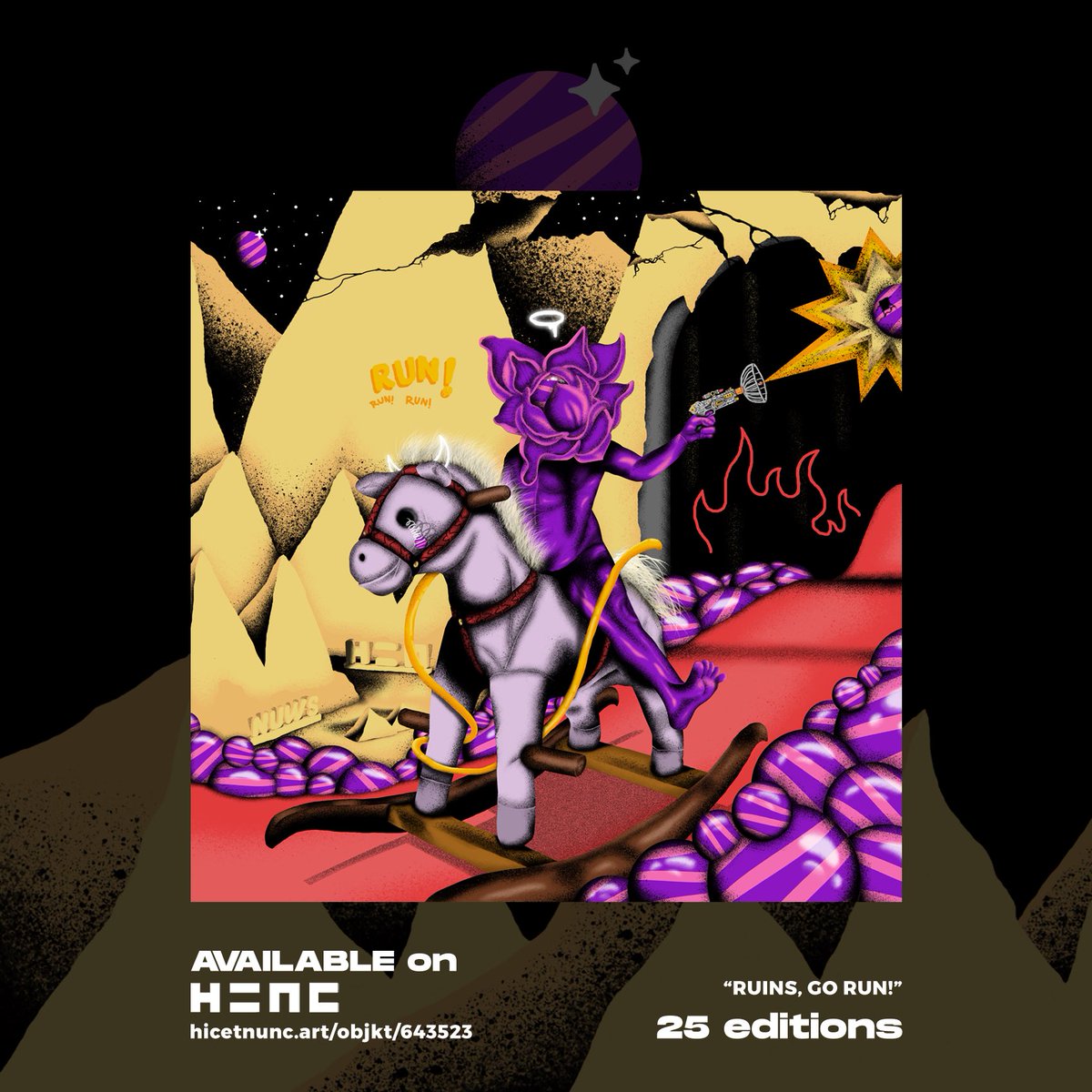 Still onward 17/25 edts left on primary🔥

“Ruins, go run!”
0.25 $xtz

hic.af/o/643523
teia.art/objkt/643523
objkt.com/asset/hicetnun…

#NFTCommunity #NFT #NFTCollector #nftart #NFTdrop #tezos #objkt #teia