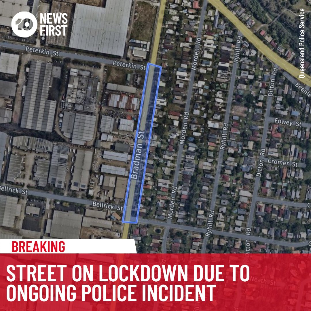 #Breaking: Bradman Street between Bellrick and Peterkin streets is on lockdown due to an ongoing 'police incident,' with residents asked to stay indoors until further notice. More to come. Watch 10 News First live at 5pm and on 10 Play | 10play.com.au/news