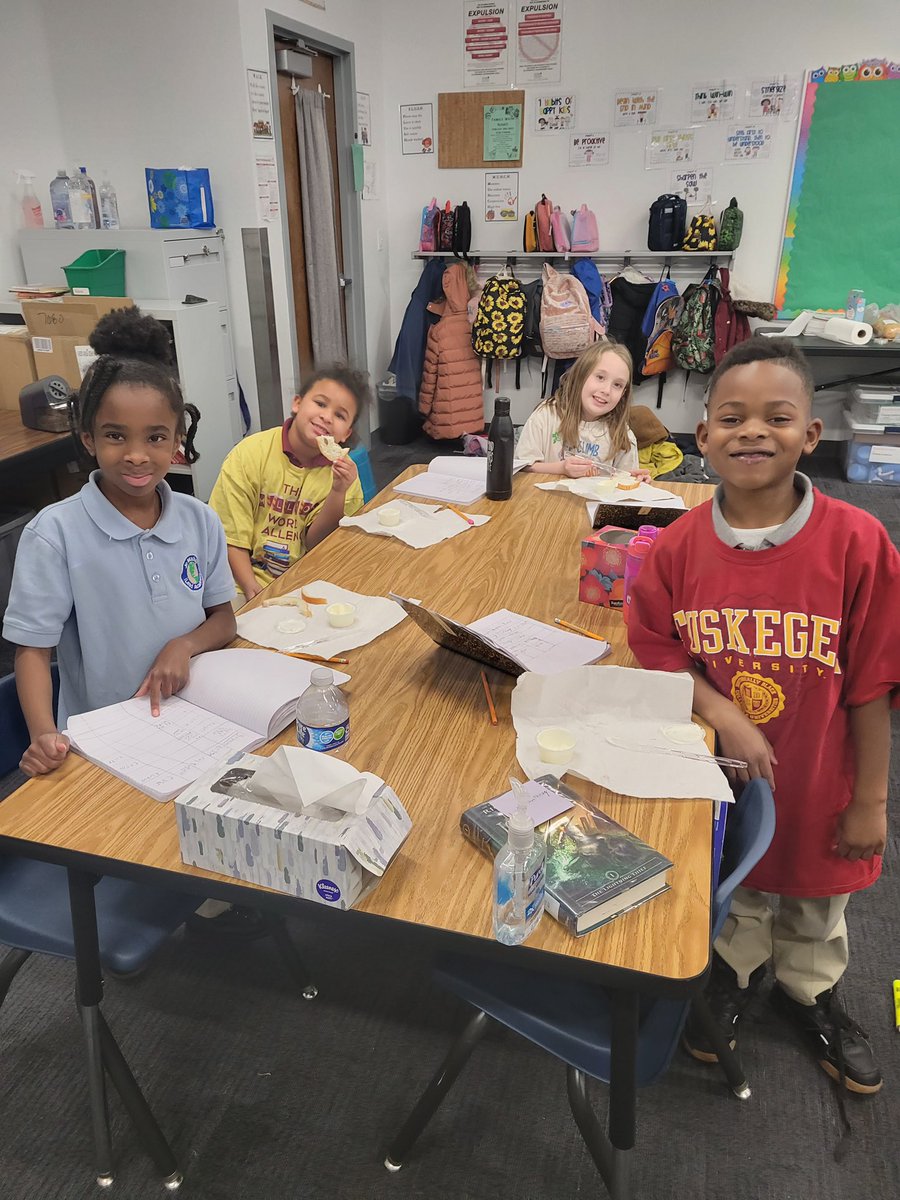 Some of our Science Leaders at JMA! Today our fifth graders investigated pure substances and mixtures while second grade learned about the property of compounds and chemistry, making their own butter like the pioneers! #leadersineverything #scienceatJMA #JMAallday