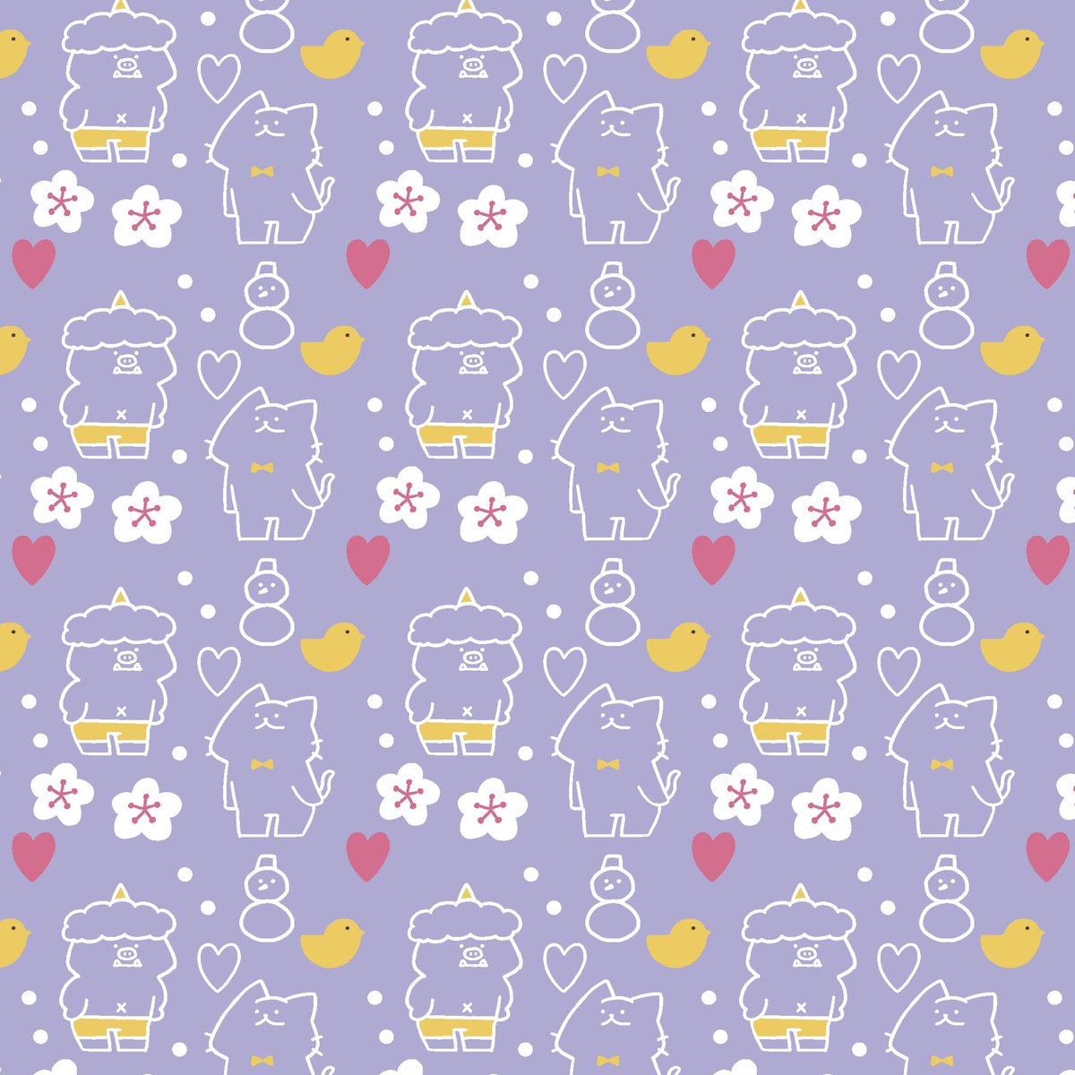 「2月の壁紙用イラスト宜しければお使いくださいฅ^>ω<^ฅ#フリーヘ」|猫原のしのイラスト