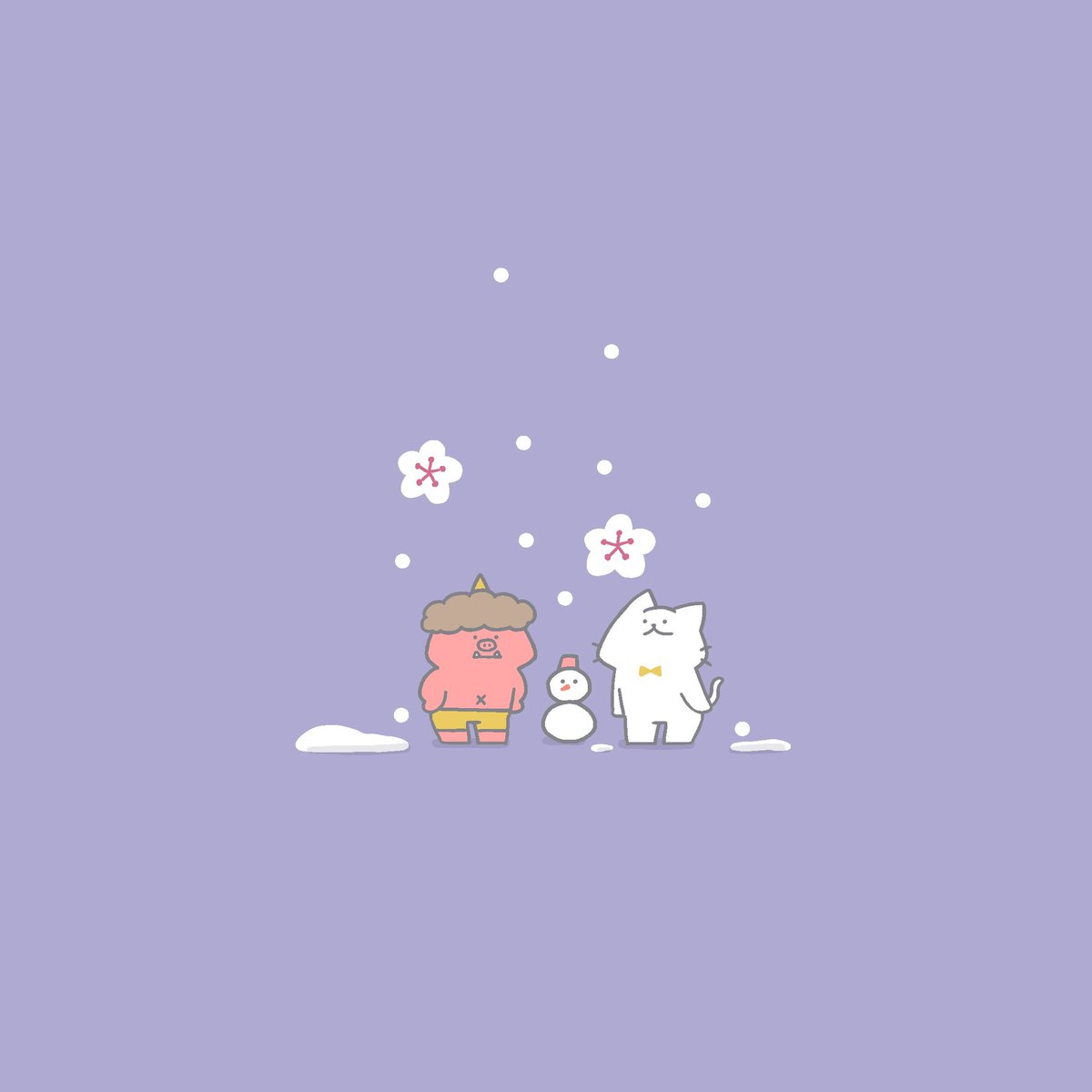 「2月の壁紙用イラスト宜しければお使いくださいฅ^>ω<^ฅ#フリーヘ」|猫原のしのイラスト