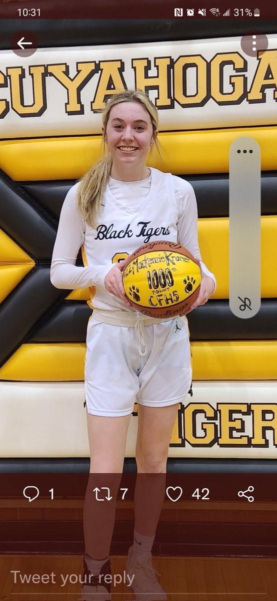 Congratulations Mackenzie Kramer! 5th player in CFHS Girls basketball history to reach 1.000 career points.
And the Black Tigers caught the dub over Aurora.