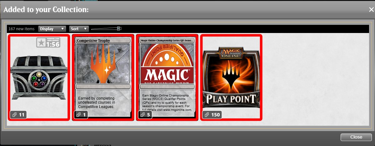 Shook the rust off and got a nice 5-0 with a league of Mono W. 

Phoenix            WW
Mono G            WW
Lotus Field      LWW
UW                     WW
RB Mid              WLW

Deck still feels great and the new Trophies/QPs look atrocious.

<a href="/fireshoes/">Robert Taylor🔥</a>