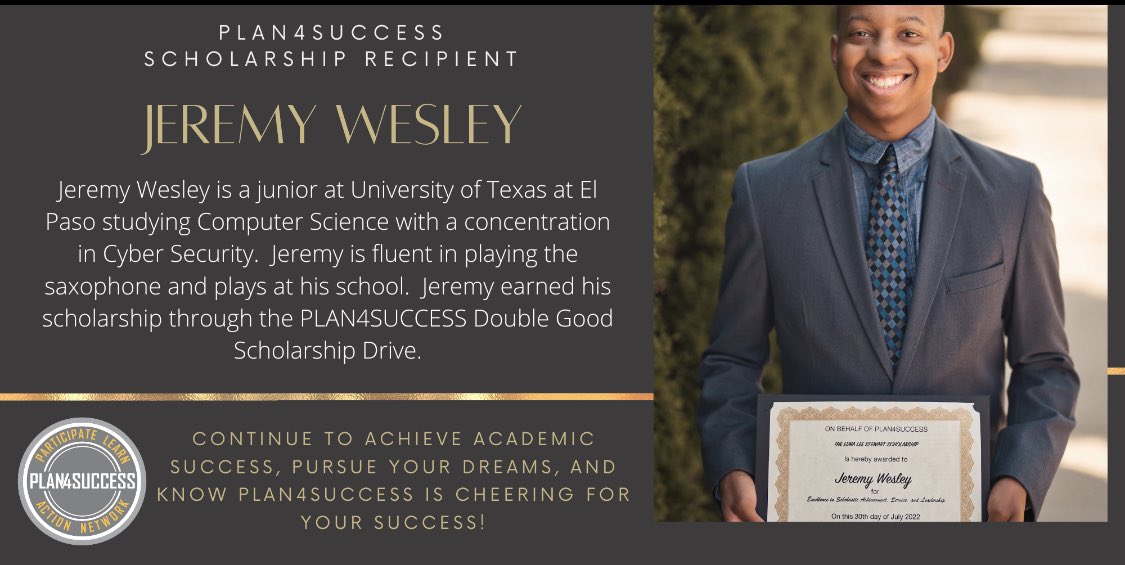 PLAN4Success's tweet photo. PLAN4SUCCESS awards college scholarships through our GIVE100/GIVELEGACY fundraising campaign. Help us celebrate the continued success of our scholars. 

Help students with miscellaneous expenses such as books, travel, and personal items.  Donate today!

https://t.co/jZWobbqUYB https://t.co/buamQG22xc