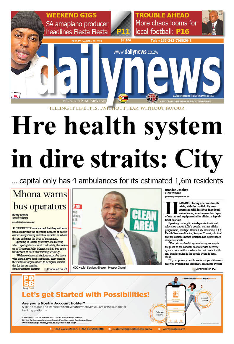 DailyNewsZim1's tweet image. TODAY'S FRONT PAGE:  JANUARY 27, 2023
#dailynewszim #news #zimbabwe #zimnews #friday