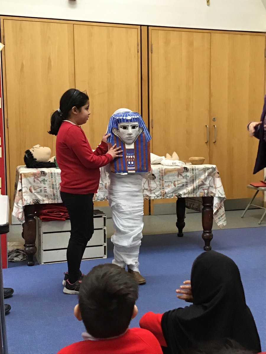 LapagePrimary's tweet photo. Year 3 have been enjoying their trips to Bagshaw Museum this week. We created our own Egyptian Papyrus Cartouches, we dressed up and did some role play, learnt all about the mummification process and even made one of our peers a mummy by wrapping them in bandages! #ancientegypt https://t.co/uiXjLKJ0Tp