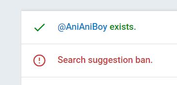 2 pic. Hooray! Finally turned on the blue mark for me :3 But I still have a Search suggestion ban :'(
I
