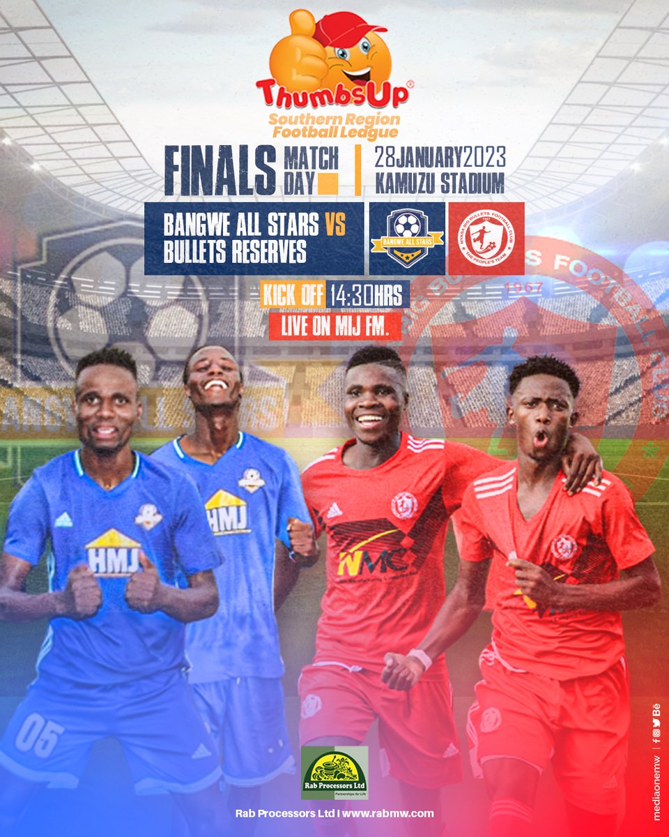 This weekends Thumbs Up Southern Region Football League finals
Grab your thumbs up,sit back and sip while watching your favorite teams play.
#soccer #thumbsup #RabProcessors #malawi