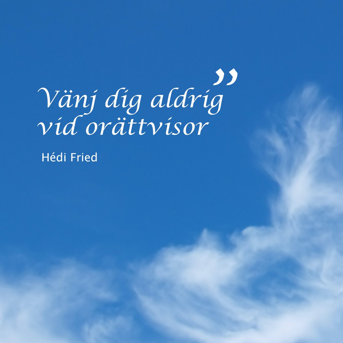 Idag är det Förintelsens minnesdag. Jag vill högtidlighålla den med ett citat av förintelseöverlevaren Hédi Fried. Kampen för människovärde och demokrati går vidare i hennes anda. #HolocaustMemorialDay