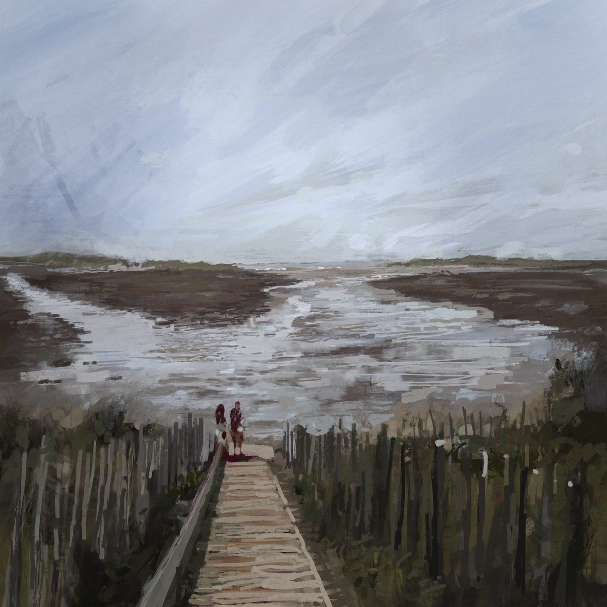 iPad train Norfolk coast noodling, bit all over the place but nice to avoid scrolling on the train #painting #travel #art #coast