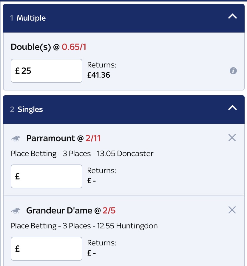 TipsbySoftware's tweet image. New £25-£100 challenge Bet 1

Challenge completed yesterday giving us £84.57 profit for the day

Bet 1: £25-£41.36
Both horses to place in the top 3