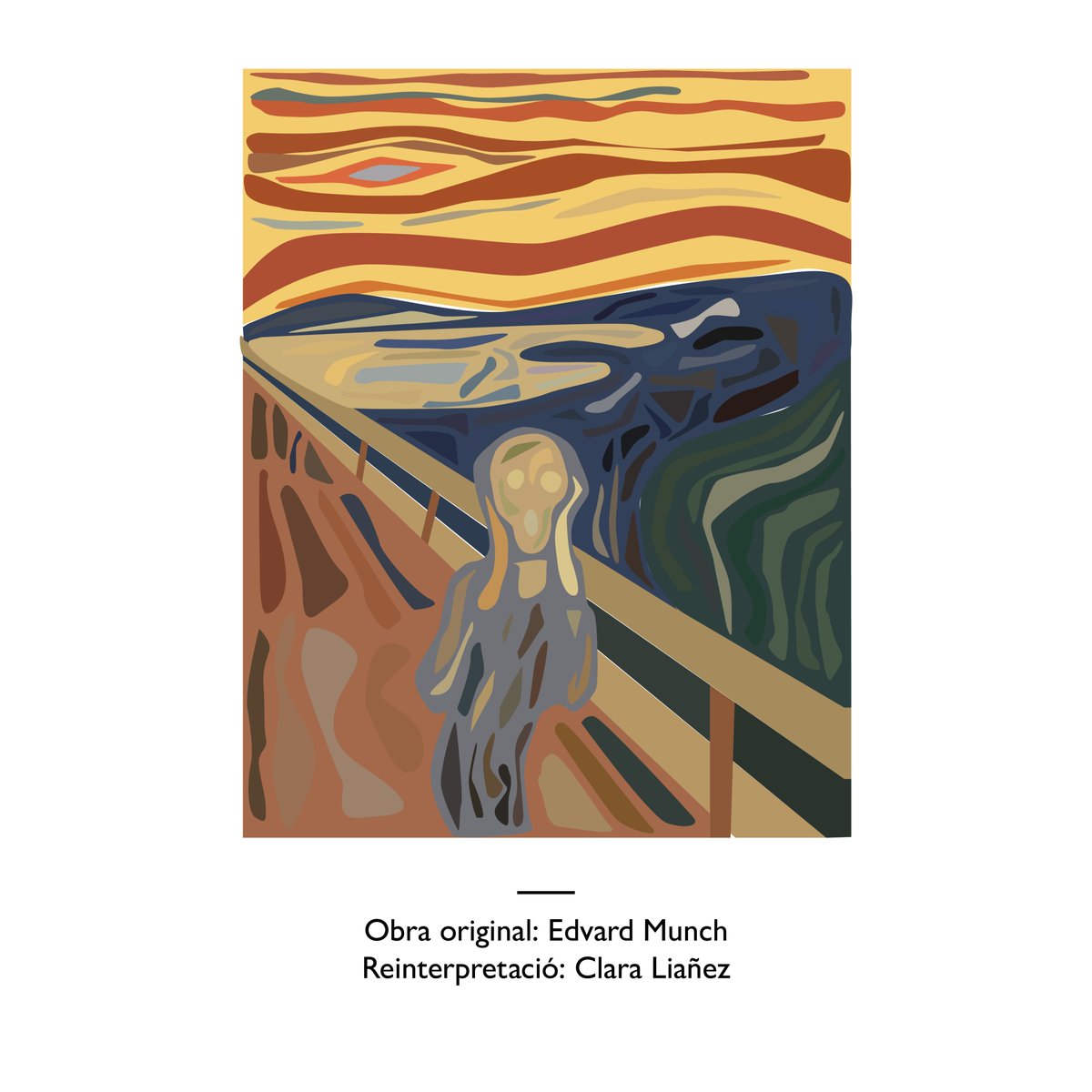 Des del mòdul de Mitjans Informàtics l'alumnat de 1r del CFGS de Gràfica Publicitària ha dut a terme aquestes fantàstiques obres.  A sota de cada il·lustració podeu veure el nom de l'autor de l'obra original i el nom de l'alumne que ho ha fet.