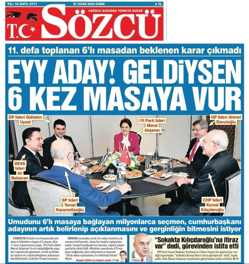 superhaber's tweet photo. 📌Yandaşları bile ti'ye aldı! ❗️

◾️6’lı masada ne konuşuyorlar ruh mu çağırıyorlar?⁉️
#6masa #yandaş #gündem #güncel #haber #SuperHaber 
https://t.co/3E7ZkEYbTb https://t.co/QeKp5V7hcz