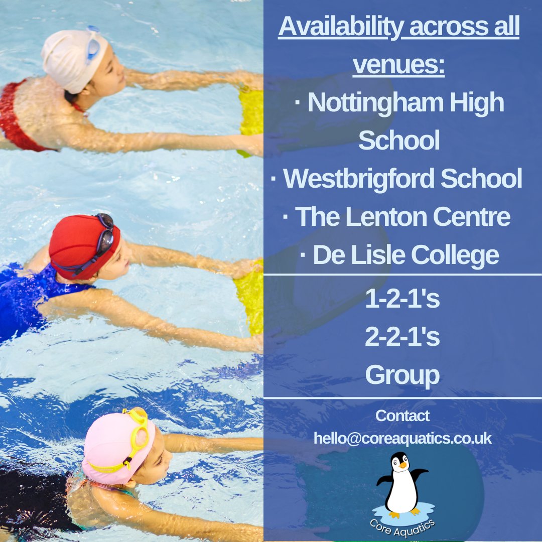 CoreAquaticsUK's tweet photo. 💥 LIMITED AVAILABILITY 💥 Whether you're enrolling your little one for their first-ever swimming lesson, or you're training for a triathlon, we have lessons to suit all needs, abilities and all ages above 3 years! 🙌🏻 To enquire, drop us a DM❗️

#swimminglessons https://t.co/pF4whH9qGI