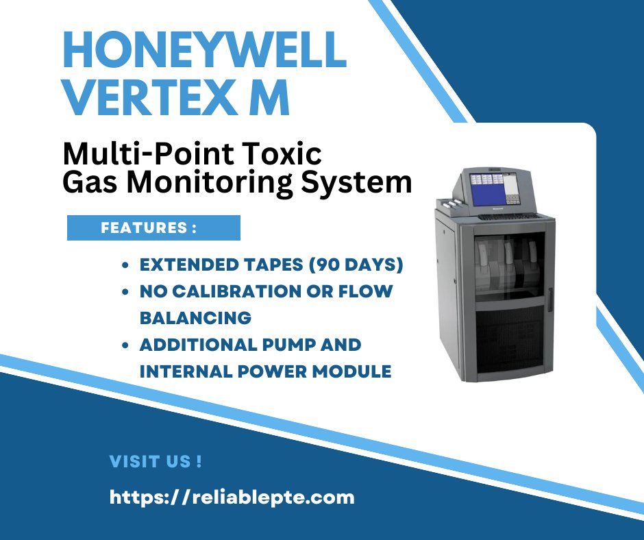 reliablepte's tweet photo. Introducing Honeywell Vertex M Multi-Point Toxic Gas Monitoring System - the ultimate solution for ensuring safety. Advanced multi-point monitoring capabilities, real-time data, and customizable alarm settings. #Honeywell #GasMonitoring #SafetyFirst https://t.co/QeaXYp9WRU