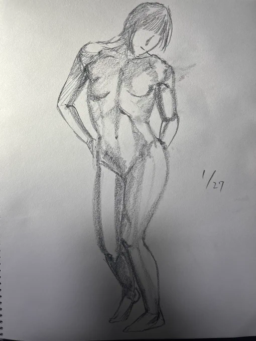 最近ちょっといい気がする
ちゃんと全身描いてるし
腕と足がくっついてる率もまあまあ
 #まあまあクロッキー 