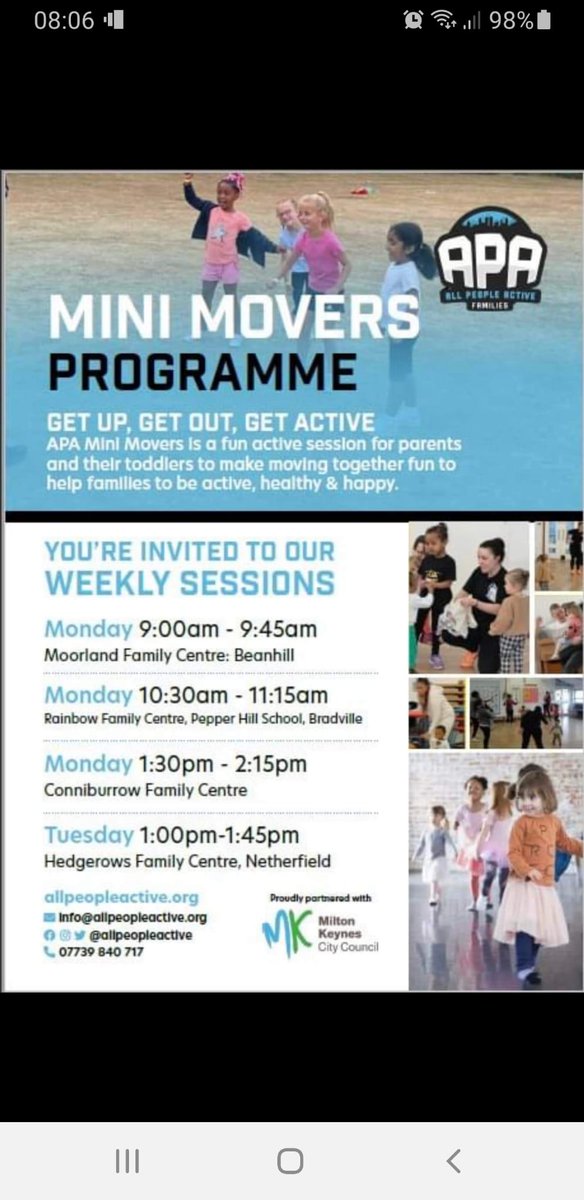 AllPeopleActive's tweet photo. So pleased we're able to work in partnership with @mkcouncil to support parents to give their little ones an active start to life! #ActiveHealthyHappy #UnitingTheMovement #TakingSporttotheDoorstep #GetUpGetOutGetActive #MiltonKeynes #FollowbackFriday https://t.co/Fxv6tTfCOM